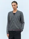 Gucci Wool And Silk Cardigan With Gg Motif In Grey