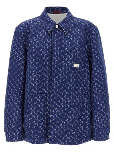 Gucci Gg Shadow-jacquard Cotton Jacket In Blue