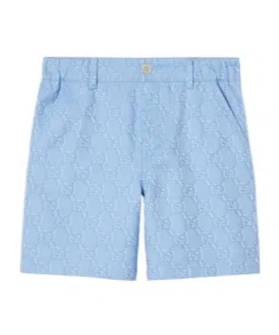 Gucci Kids' Gg Shadow Cotton Shorts In Blue