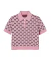 Gucci Wool Jacquard Polo Top With Gg Shadow In Pink