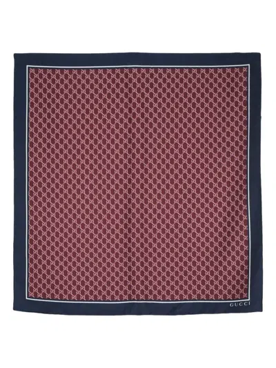 Gucci Gg Shadow-print Silk Scarf In Red
