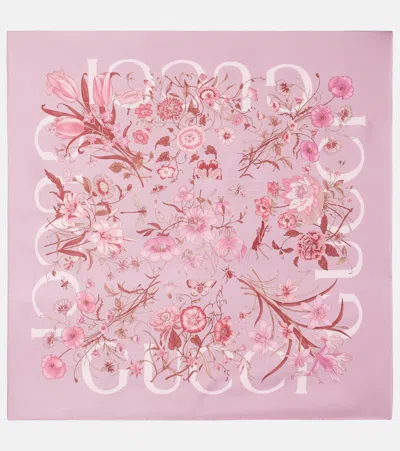 Gucci Gg Shadow Silk Scarf In Pink