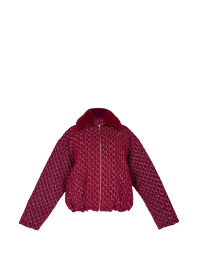 Pre-owned Gucci Gg Shadow Tweed Jacket In Red
