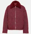 Gucci Shearling-trimmed Jacquard-knit Wool-blend Bouclé Jacket In Red