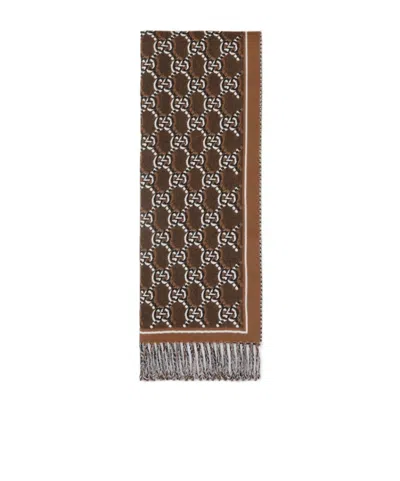 Gucci Gg Shadow Wool Jacquard Scarf In Multicolor