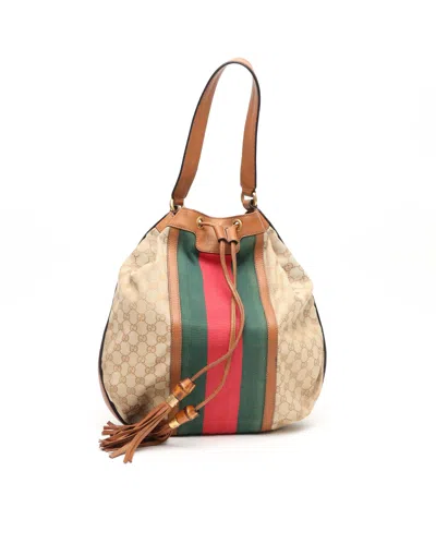 Gucci Gg Sherry Line Bamboo Drawstring Bag