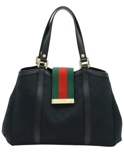Pre-owned Gucci Gg Sherry Line Tote Bag (authentic Pre-loved) In Black/black