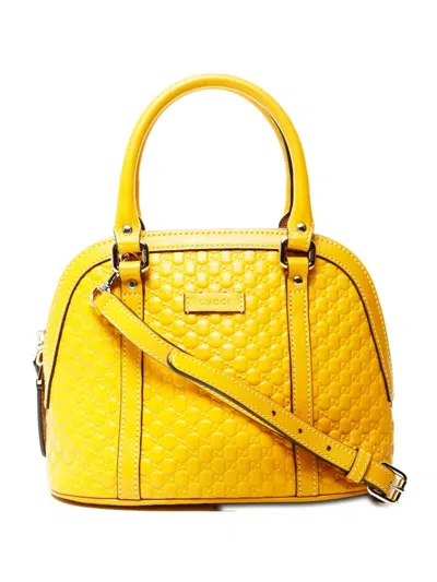Pre-owned Gucci Gg Shima Two-way Tote Bag In Yellow