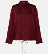 Gucci Womens Rosso Ancora Mix Monogram-pattern Drawstring-hem Satin Shirt In Burgundy