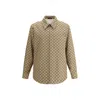Gucci Beige Jacket With Classic Collar And Front Zip Closure In Gg Canvas Man In Brown