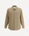 Gucci Beige Jacket With Classic Collar And Front Zip Closure In Gg Canvas Man In Brown