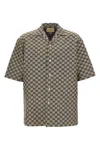 Gucci Mens Oatmilk Blue Monogram-pattern Regular-fit Linen-blend Shirt In Brown