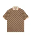 Gucci Logo-jacquard Silk And Cotton-blend Polo Shirt In Brown