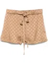 Gucci Women Gg Satin Shorts In Brown