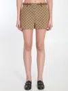 Gucci Gg Shorts With Horsebit In Beige
