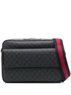 Gucci Black Gg Supreme Fabric Shoulder Bag Men In Black