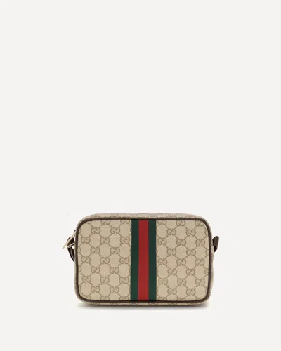 Gucci Gg Shoulder Bag With Web Stripe In Brown
