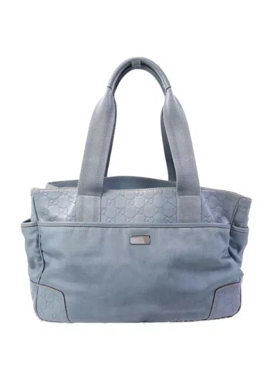 Pre-owned Gucci Gg Shw Tote Bag In Blue