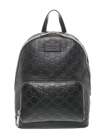 Pre-owned Gucci Gg Signature Backpack In Black