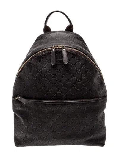 Pre-owned Gucci Gg Signature Backpack In Black