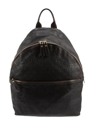Pre-owned Gucci Gg Signature Backpack In Brown
