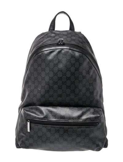 Pre-owned Gucci Gg Signature Backpack In Gray
