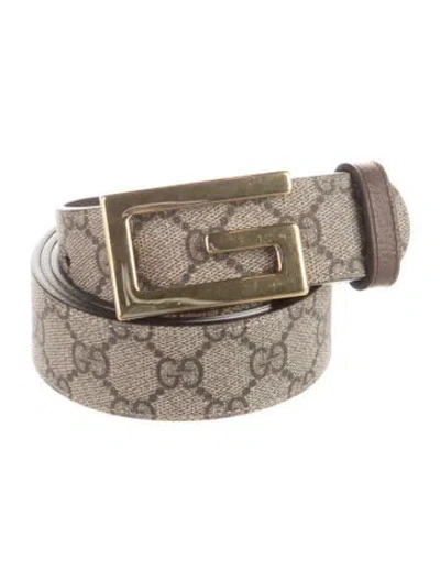 Pre-owned Gucci Gg Signature Belt Kit In Brown