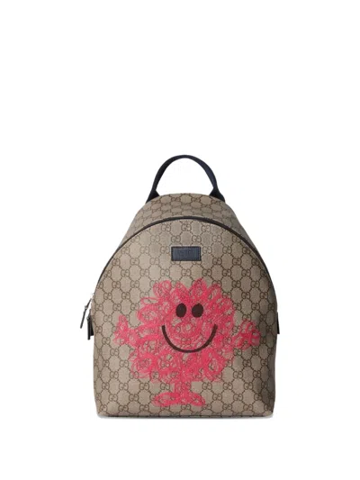 Gucci Kids' Gg Signature Character Backpack In Neutral