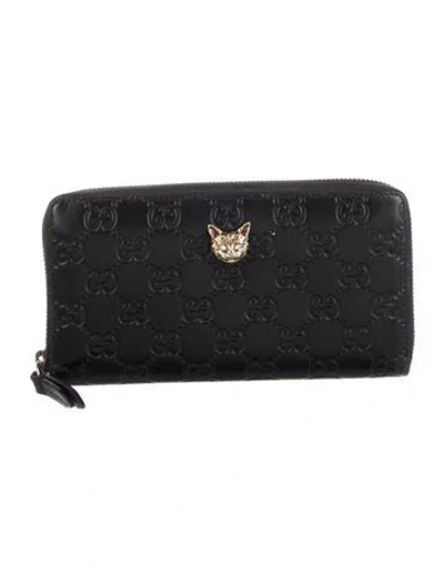 Pre-owned Gucci Gg Signature Continental Wallet Gg Logo Continental Wallet In Black