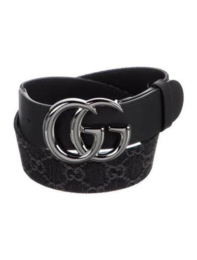 Pre-owned Gucci Gg Signature Denim Belt In Black