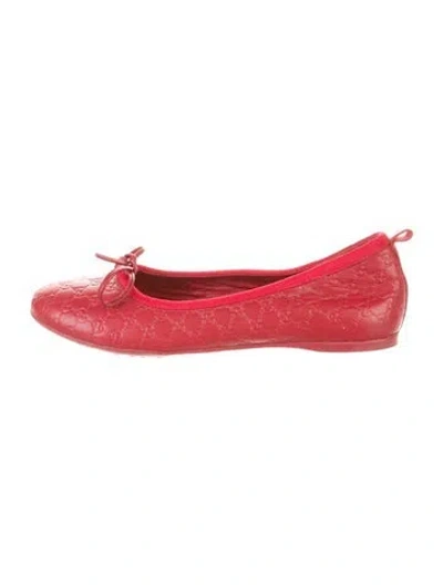 Pre-owned Gucci Babies' Gg Signature Flats In Red