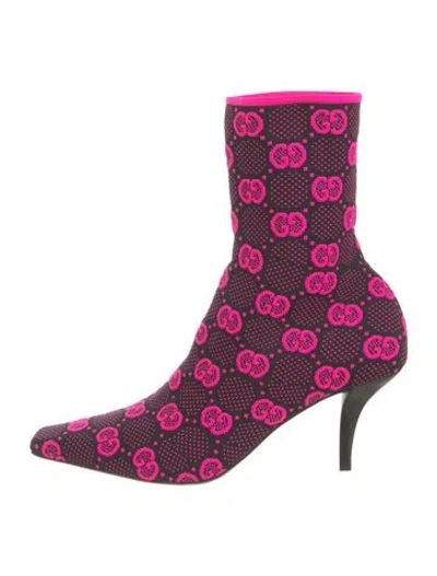 Pre-owned Gucci Gg Signature Graphic Print Boots In Black
