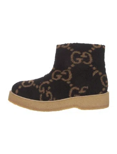 Pre-owned Gucci Gg Signature Graphic Print Boots In Black
