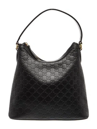 Pre-owned Gucci Gg Signature Hobo In Black