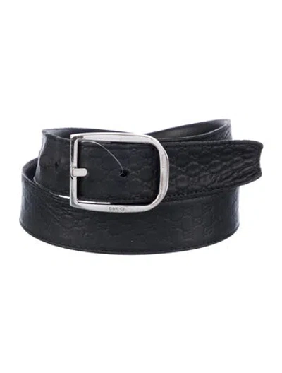 Pre-owned Gucci Gg Signature Leather Belt In Black