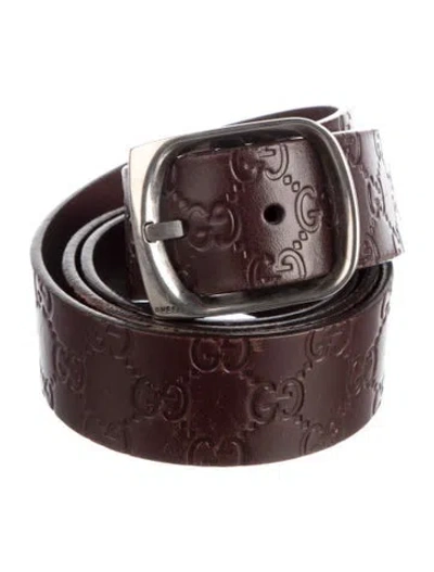 Pre-owned Gucci Gg Signature Leather Belt In Brown