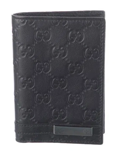 Pre-owned Gucci Gg Signature Leather Bifold Wallet In Black