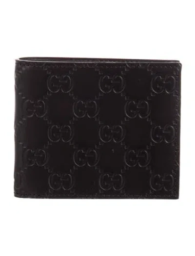 Pre-owned Gucci Gg Signature Leather Bifold Wallet In Brown