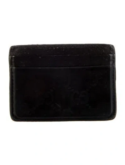 Pre-owned Gucci Gg Signature Leather Card Holder In Black