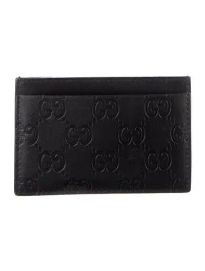Pre-owned Gucci Gg Signature Leather Card Holder In Black