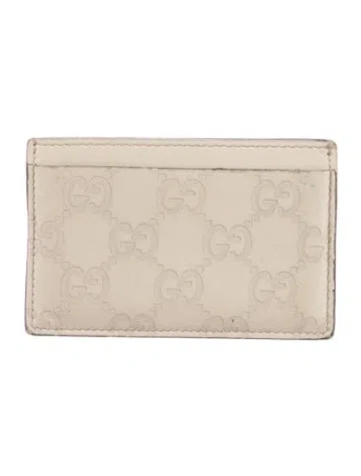 Pre-owned Gucci Gg Signature Leather Card Holder In Neutral