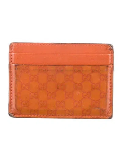 Pre-owned Gucci Gg Signature Leather Card Holder In Orange