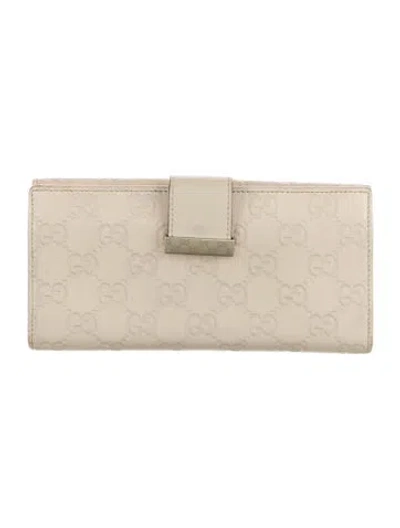 Pre-owned Gucci Gg Signature Leather Continental Gg Signature Wallet In Neutral