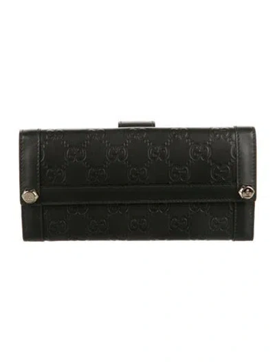 Pre-owned Gucci Gg Signature Leather Continental Wallet In Black
