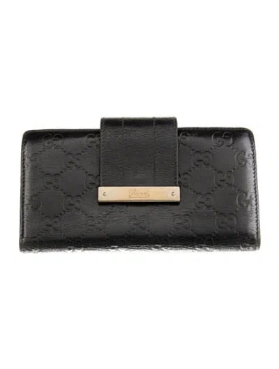 Pre-owned Gucci Gg Signature Leather Continental Wallet In Black