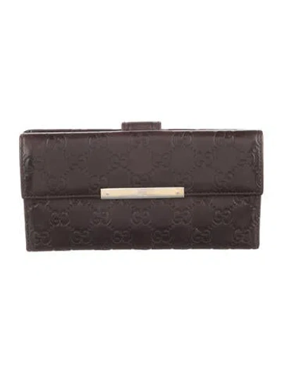 Pre-owned Gucci Gg Signature Leather Continental Wallet In Brown