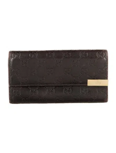 Pre-owned Gucci Gg Signature Leather Continental Wallet In Brown