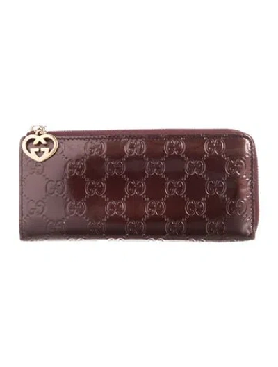 Pre-owned Gucci Gg Signature Leather Continental Wallet In Burgundy