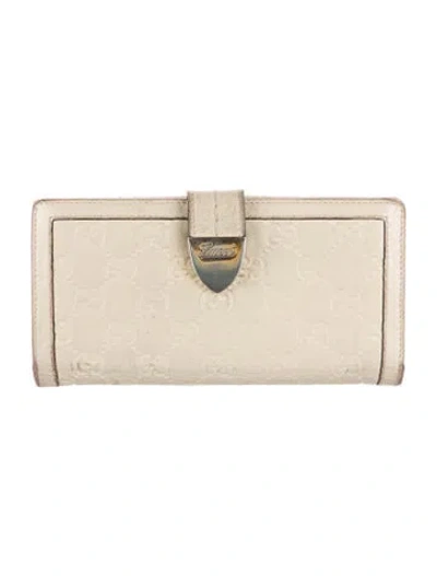 Pre-owned Gucci Gg Signature Leather Continental Wallet In Neutral