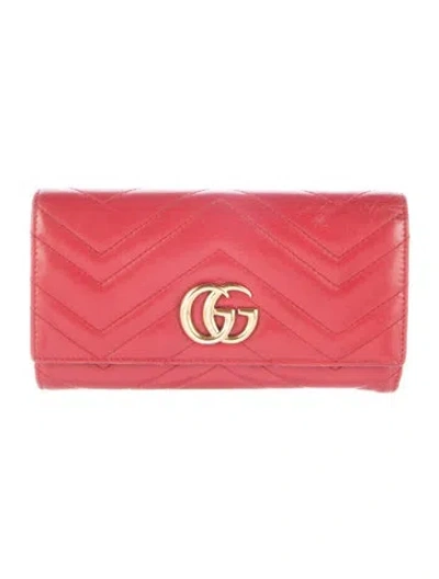 Pre-owned Gucci Gg Signature Leather Continental Wallet In Red
